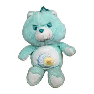 Vintage Care Bears 13” Bedtime Bear Plush Sleepy Mint Green 1980s Kenner 1983